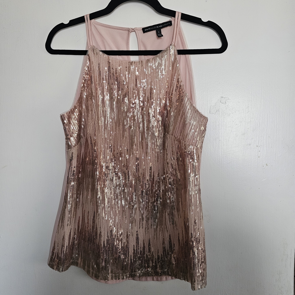 WHBM Chevron Sequin Halter Top